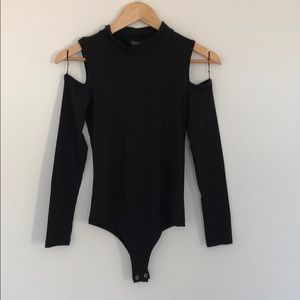 Off the Shoulder Black Ribbed Bodysuit
